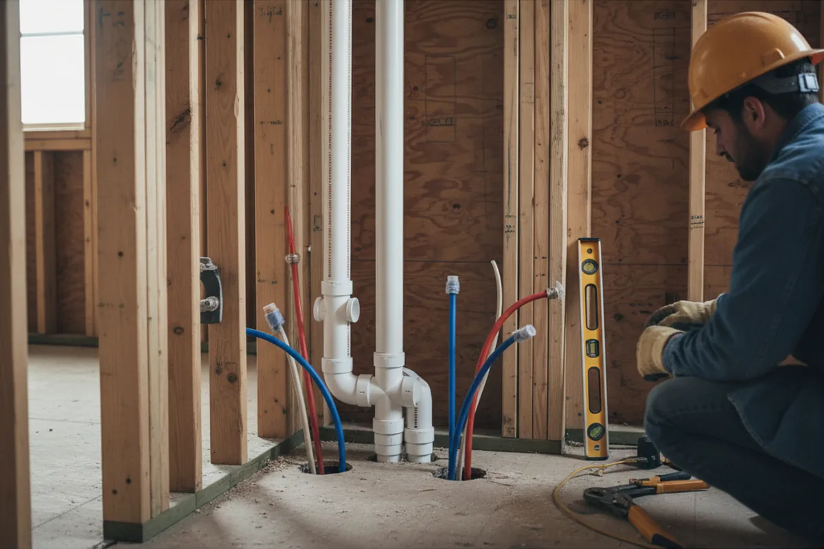 Drain and supply rough-in during Sump Pump Repair in Boca Raton