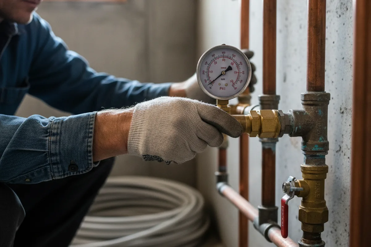 Pressure testing a repaired line during Water Line Repair in Boca Raton